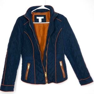 H&M Navy Puffer Jacket with Orange Trim
